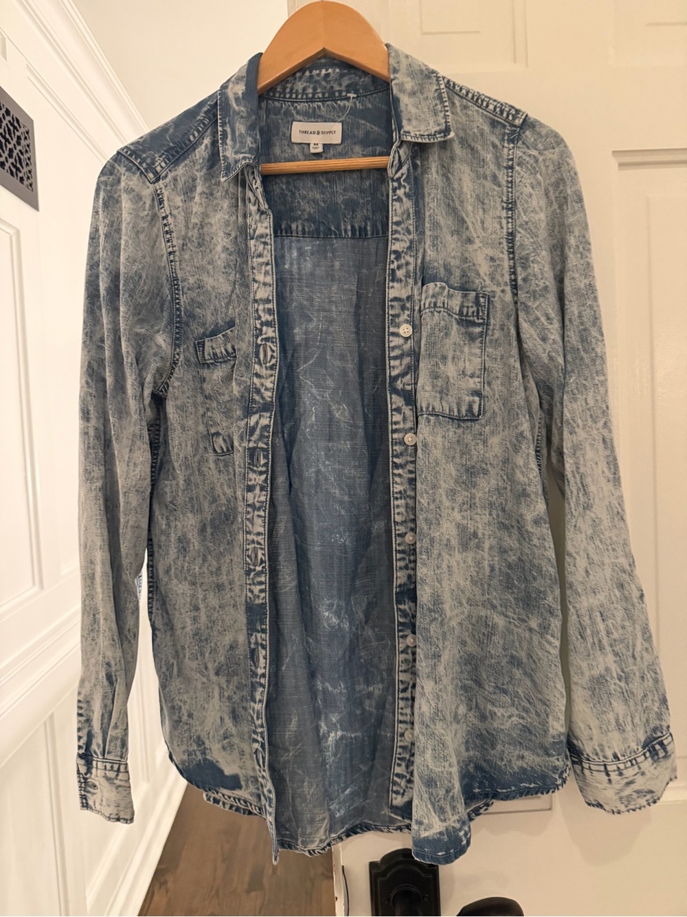 Thread & Supply Acid Wash Denim Shirt Jacket - Light Blue